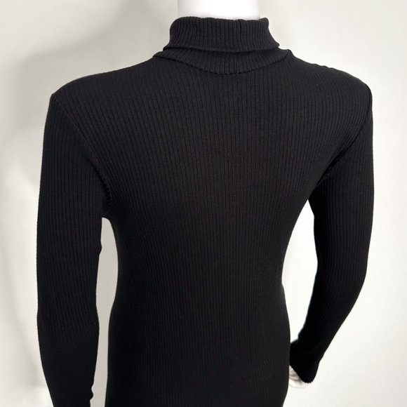 Revolve The Range Mock Neck Ribbed High Slit Long Sleeve Midi Dress in Black - Picture 11 of 14